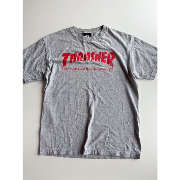 THRASHER Grey Red Logo Cotton Short Sleeve Crew Neck T-Shirt, Size M - Picture 3 of 11
